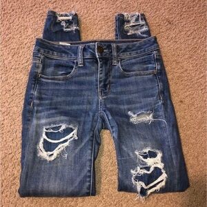 American Eagle distressed blue jeans size 2